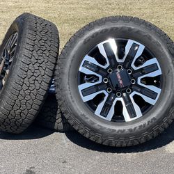 NEW 20” Gmc Sierra Denali Platinum wheels 2500 OEM Rims 3500 HD A/T Goodyear tires 8x180 AT4 Chevy Silverado 2500HD