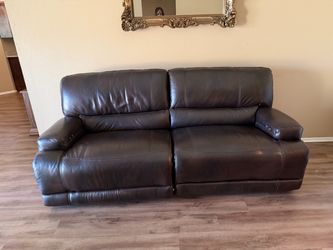 Leather reclining sofa