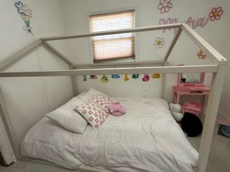 Wooden house bed frame