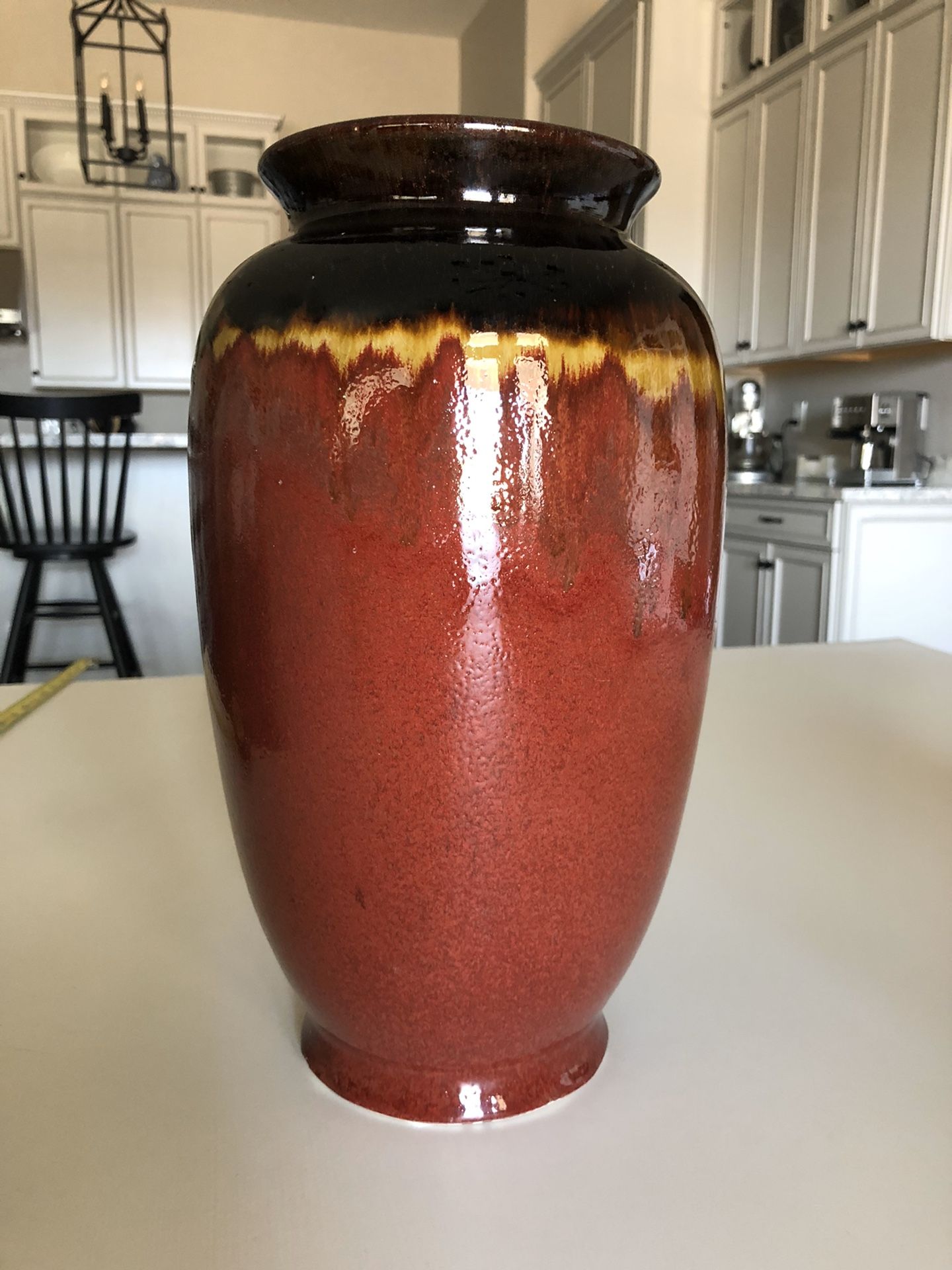 Red Vase Ceramic Home Decor Over 12” Inches (1 foot tall)