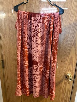 Floral Midi Skirt Pink and Red XL