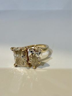 Double Stone Pear/Radiant 3 ct Diamond Ring