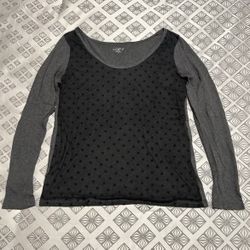 LOFT Outlet Long Sleeve Mesh Front Polka Dot Top Size S