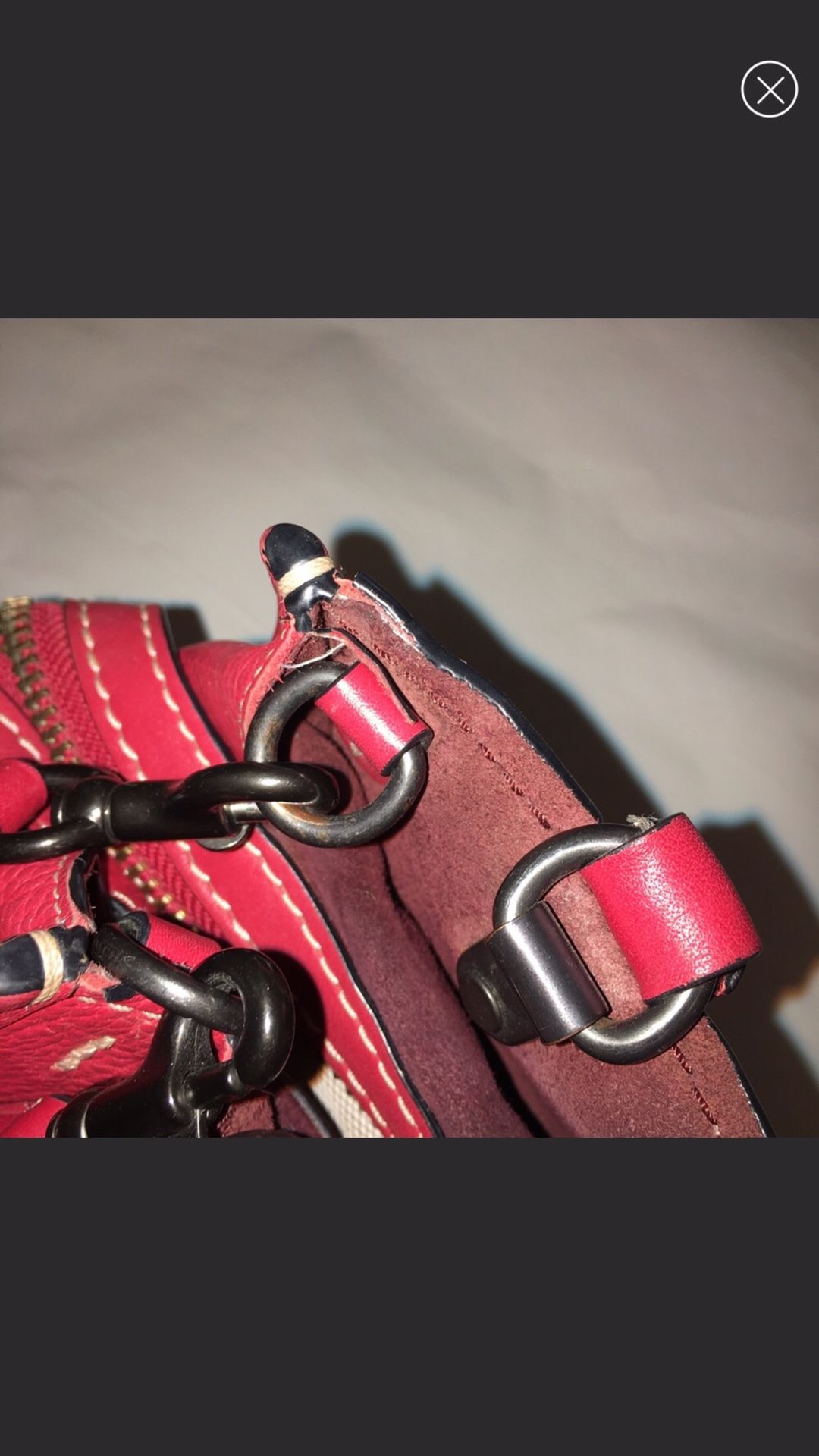 Coach Red pebble Purse With Oxblood Suede Interior W/matching Wallet