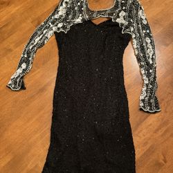Woman’s Vintage Laurence Kazar Silk Beaded Dress Shipping Available 