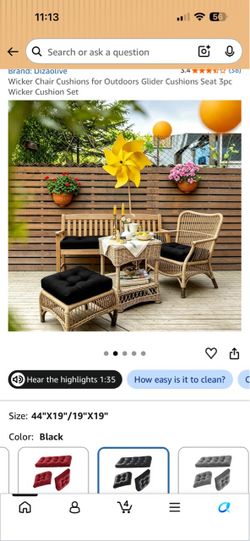 Dizaolive Black Outdoor Wicker Chair Cushion Set 3pc