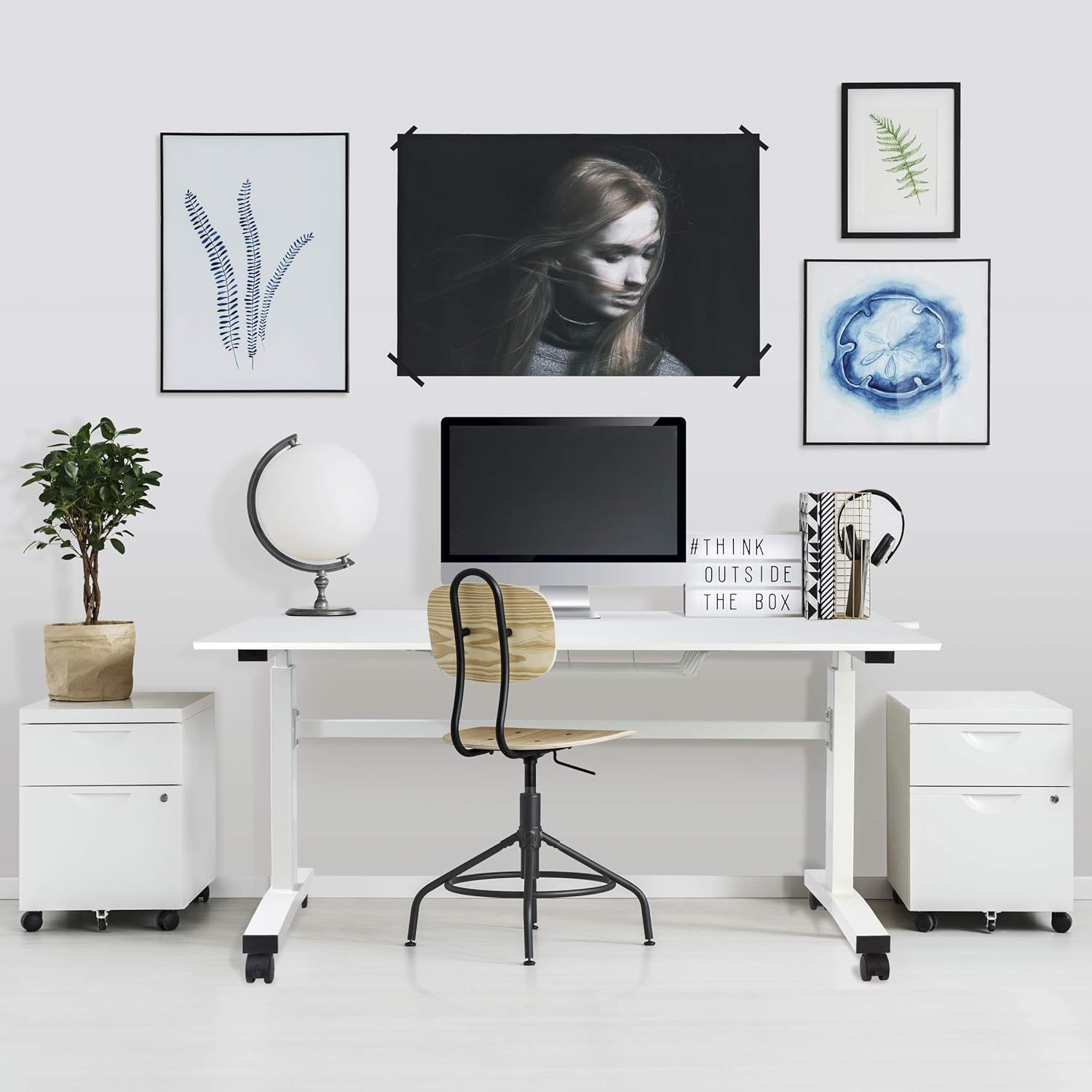 BRAND NEW UNOPENED White Adjustable Height Standing Desk on Wheels
