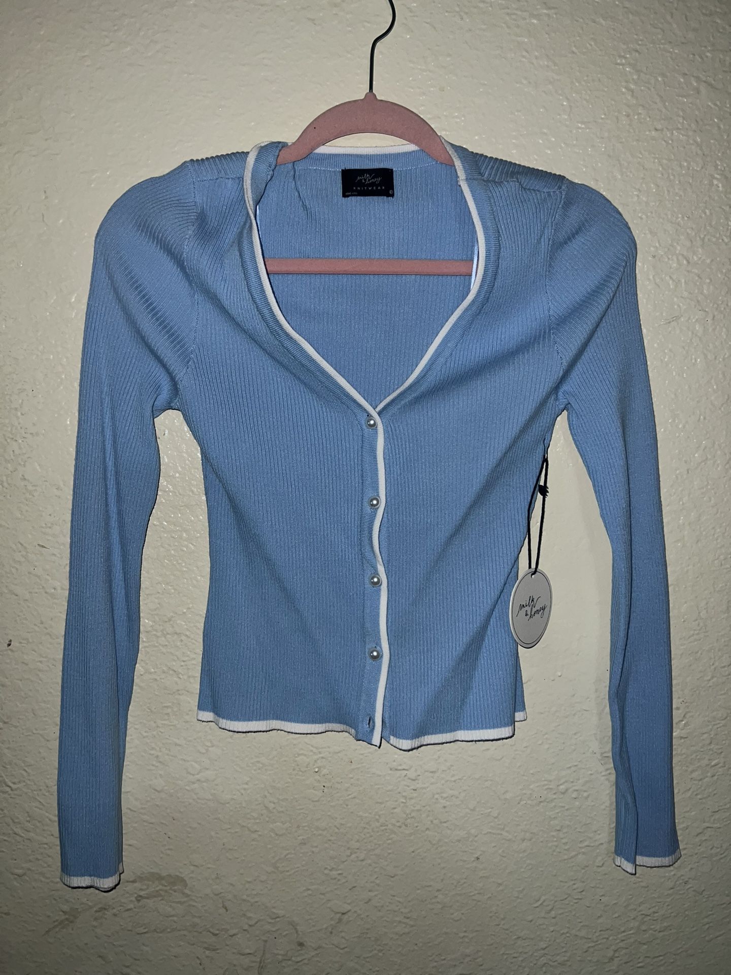 Preppy Cardigan With Pearl Buttons