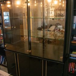 Black Lacquer China Cabinet And Dining Room Table