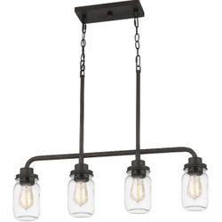 Quoizel Jana 4 -Light Matte Black Clear glass Steel Chandelier