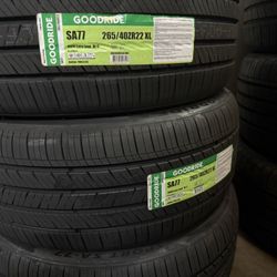 BRAND NEW TIRES 265/40r22 GOODRIDE FOR SALE SET OF 4 TIRES $489 WITH INSTALLATION AND BALANCING 