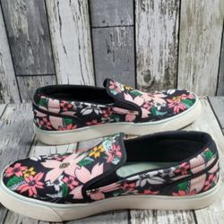 Nike Floral Toki Aloha Pack Women's Size 8  Black Slip On Canvas