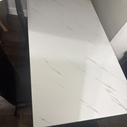 White Marble Full Dining Room Set 