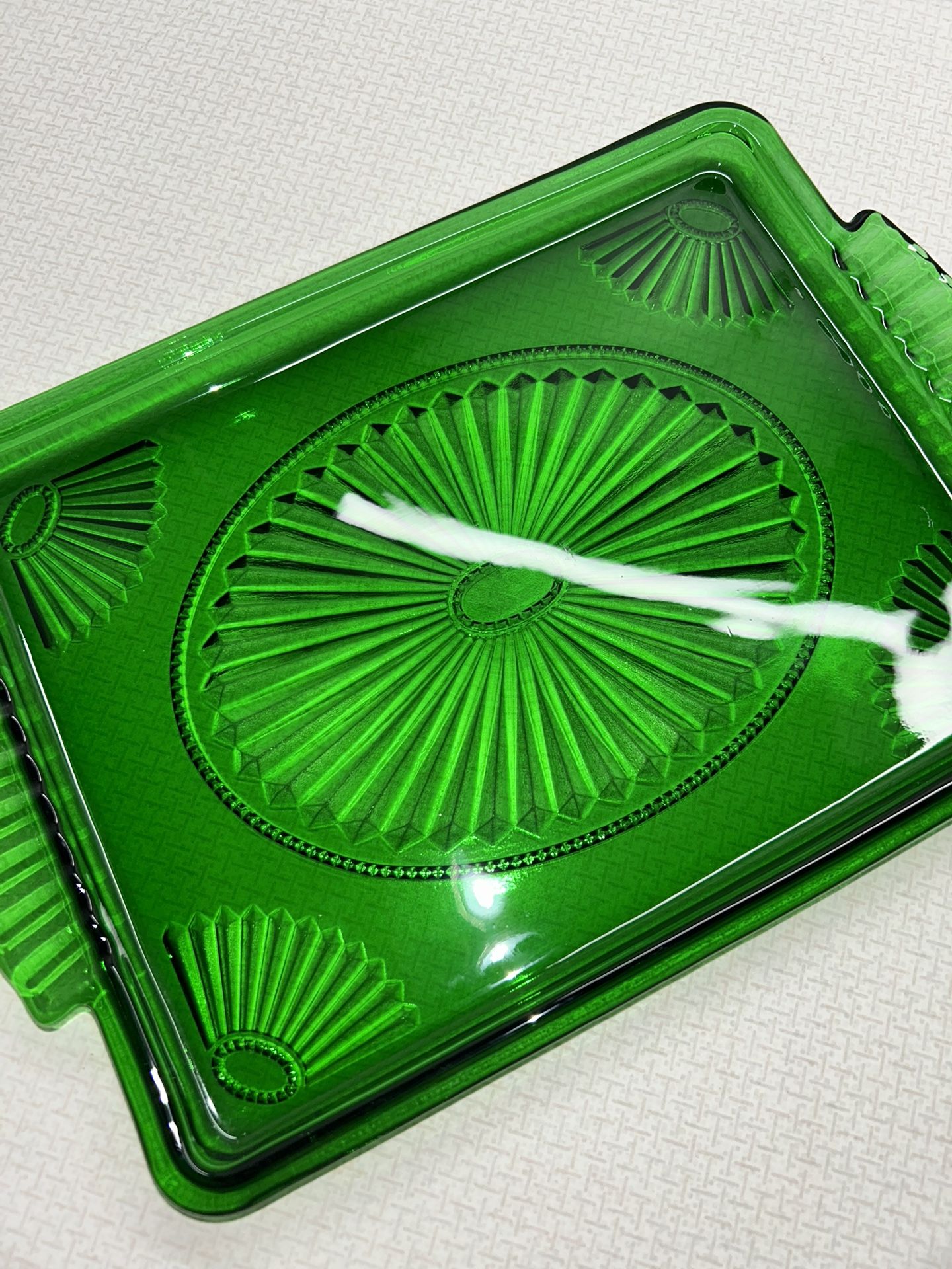 Vintage Emerald Green Glass Avon 1980's Vanity/Serving Tray 8 X 12