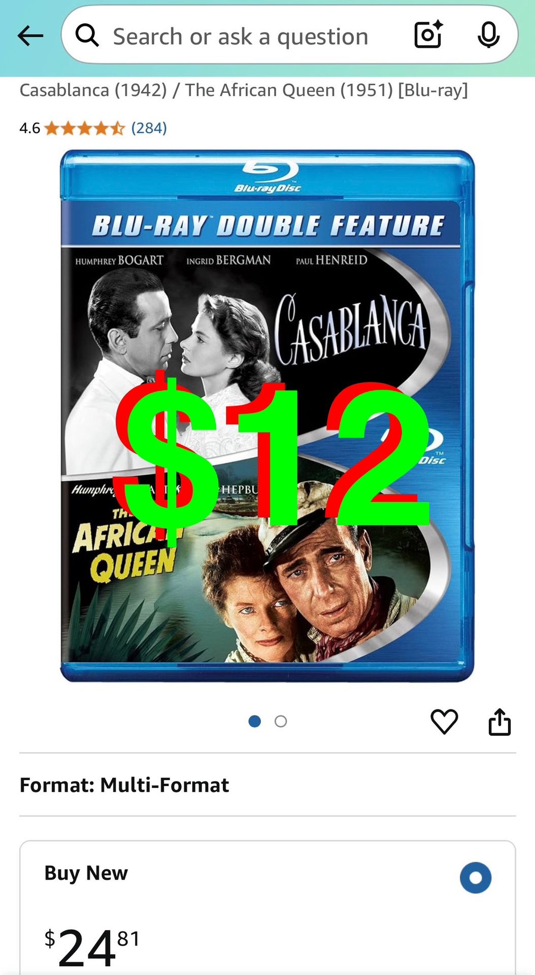 Casablanca (1942) / The African Queen (1951) - [Blu-ray]