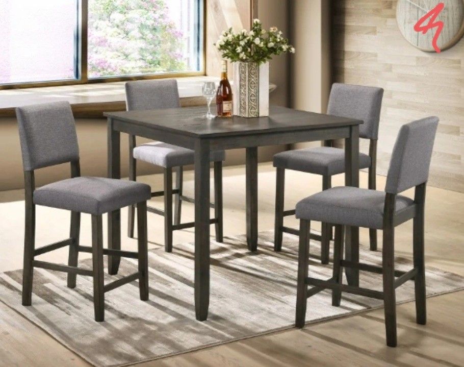 Sameday Delivery/🐣🫖Derick Gray 5-Piece Counter Height Set
