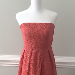 Strapless Seersucker Sundress in Coral/Fruit Punch from JCrew (size 4)