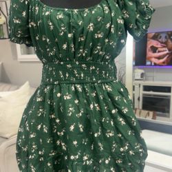 * New Women’s Green Floral Maxi Shorts Dress – Size Large