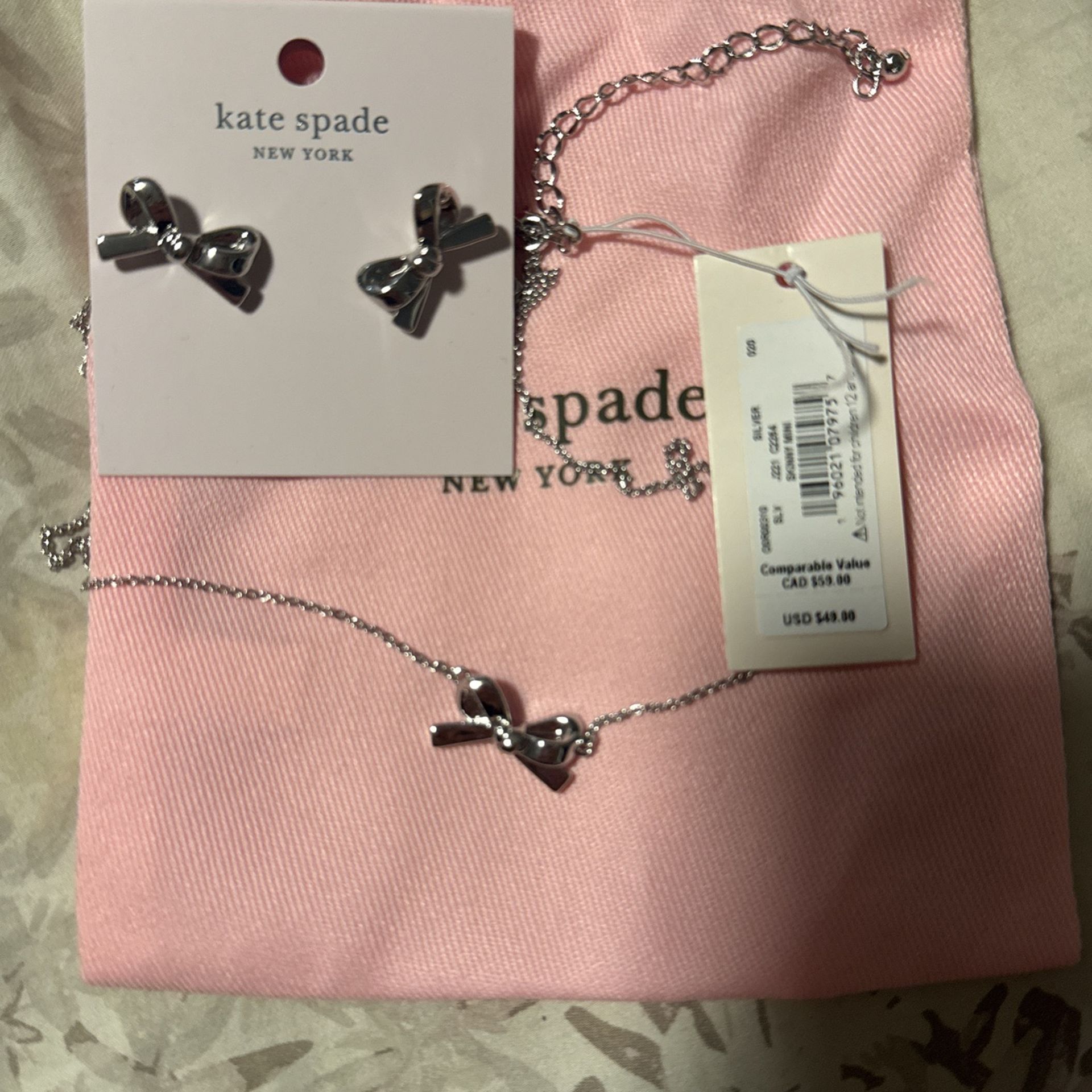 Kate Spade Bow Earrings And Necklace (New With Tags)