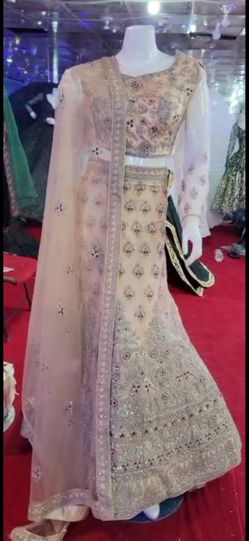 Pink And Beige Sequin Hindi Dress 