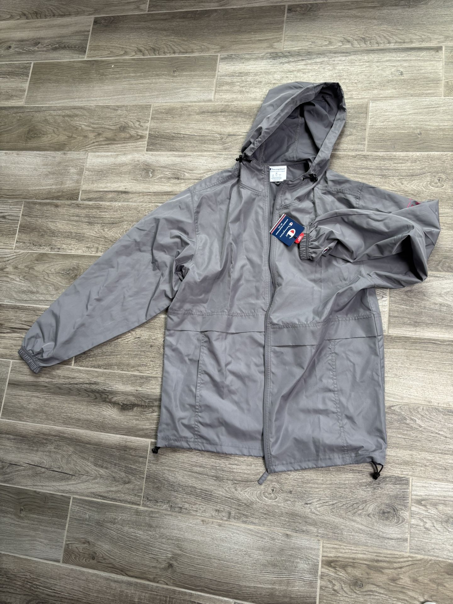 Champion Windbreaker Jacket Men's Medium Gray Hoodie Full Zip West Point Outdoor