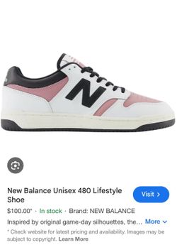 New Balance 480 - White / Visit > Rosewood / Black