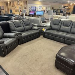 3 Pcs Set Grey Power Recliner Sofa, Loveseat, Chair 💥Store Closing Liquidation 