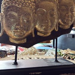 Three Face Buddha Statue On Stand