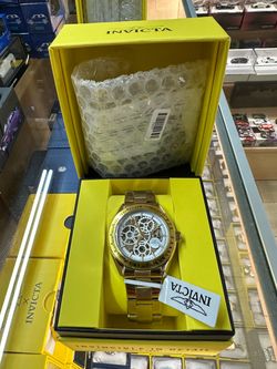 INVICTA OBJET D ART EXCELSIOR AUTOMATIC MEN 43MM WATCH SKELETON DIAL GOLD 69600