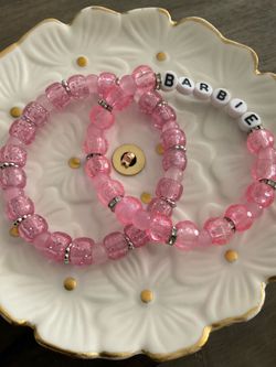 Barbie Pink Glitter Beaded Bracelet Set