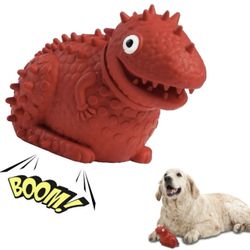 NEW Red Washable Tough Rubber Squeaky Dinosaur Dog Chew Toy