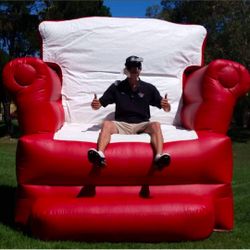 Giant Inflatable Armchair Red and White with blower
