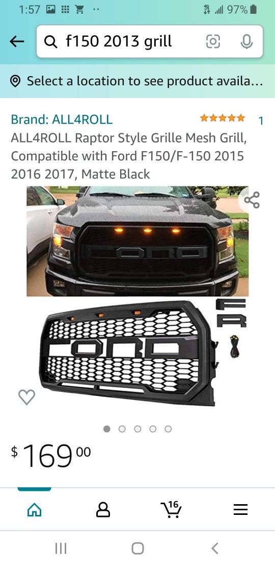 Ford F150 Grill 2015-2017. Parrilla Para Troca Ford Del 2015 -2017