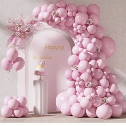 RUBFAC - 87 Pieces Light Pastel Pink Latex Balloons, Assorted Sizes 18/12/10/5 Inch, for Garland Arch, Valentine's Day, Birthday, Wedding, Baby Shower