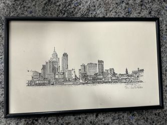 Vintage 1977 Janet M. Anderson "Detroit 1938" Signed Lithograph Print /200 Framed