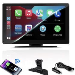 Portable Wireless Apple CarPlay and Andriod Auto Car Stereo, 9" IPS Touch Screen