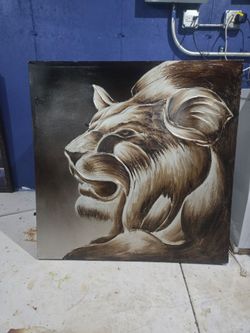 Textured Lion Head Painting
