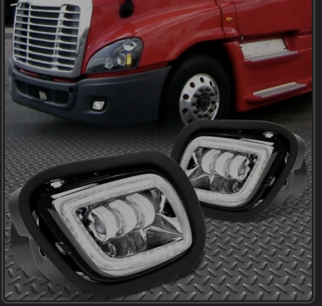 Fog Lights Lamp Chrome w/LED Halo Ring For Freightliner Cascadia 08-17 Driver side
