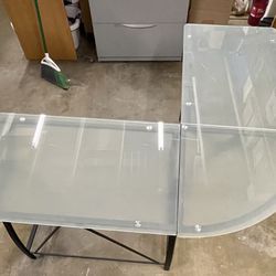 L-shaped Tempered Glass Office Table Arts and Crafts Table