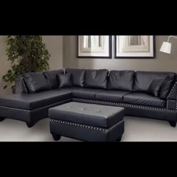 Black SECTIONAL with Ottoman