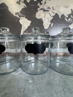 Glass Canister Jar w/ Lid & Chalkboard Label