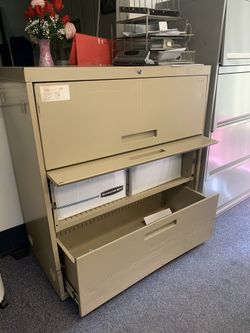 Retractable door lateral filing cabinet 3 drawer 3 ft wide