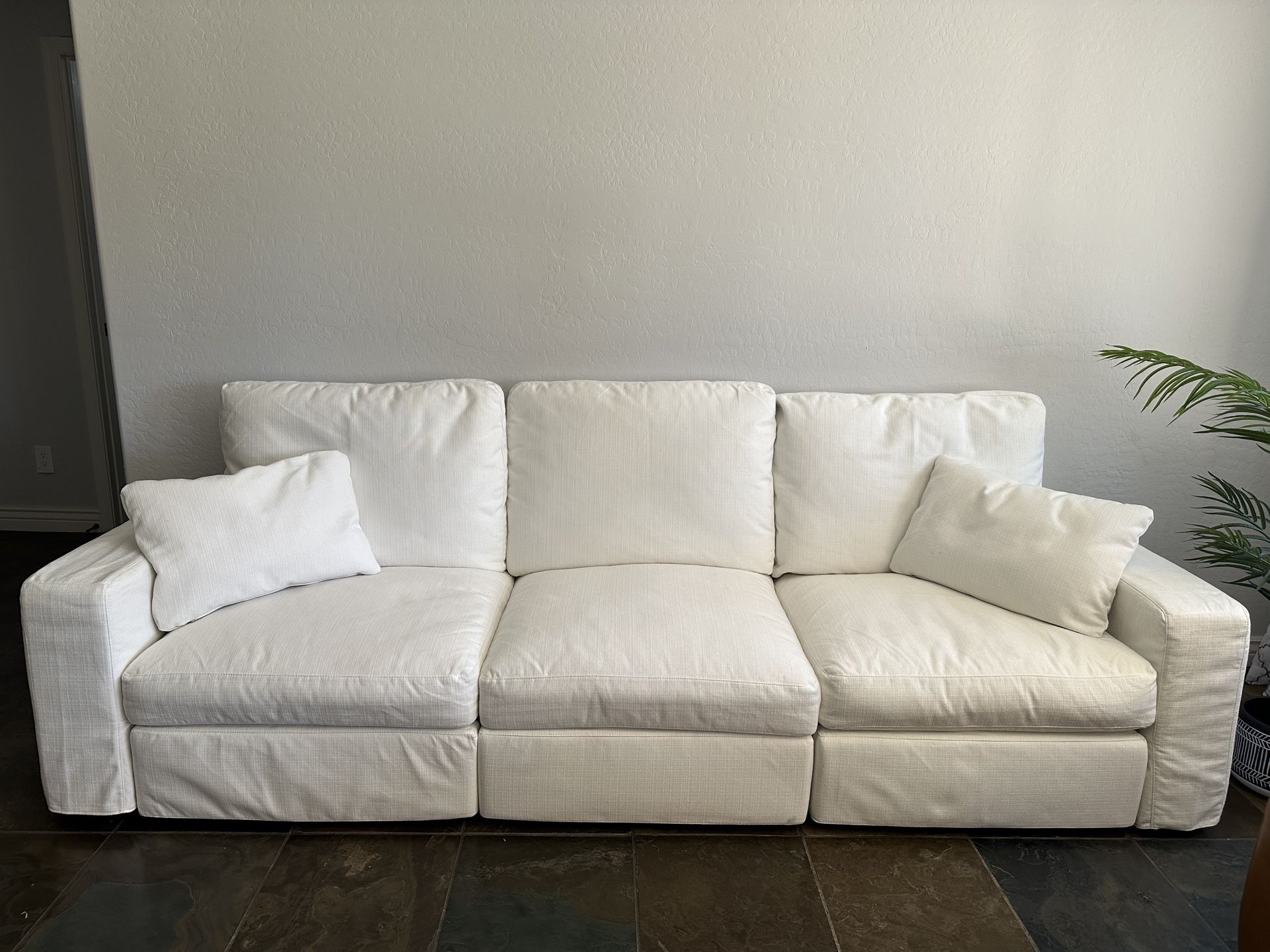 White Cloud Couch Sectional Sofa With Ottoman And Machine Washable Covers 