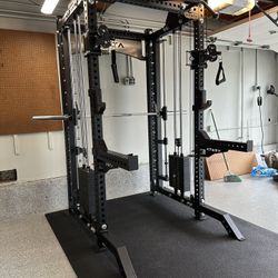PRO SERIES Ultimate Half Rack Functional Trainer w/Smith Machine Bar | 400lb Stack | Gym Equipment | Fitness | Commercial | Squat Rack
