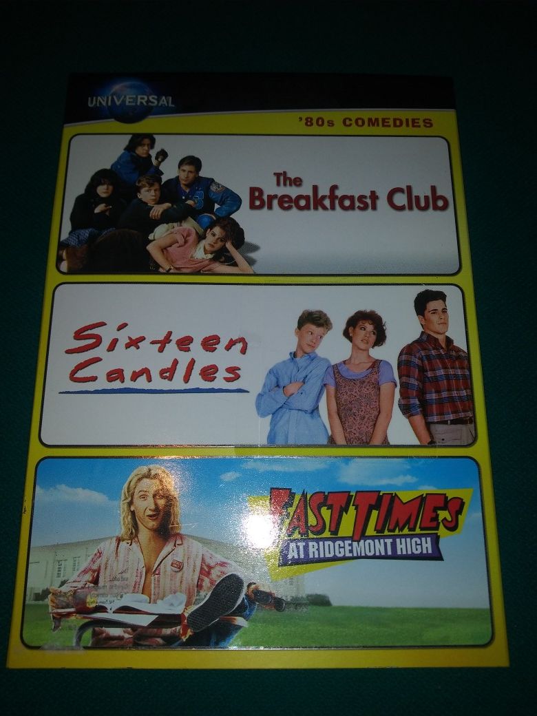 DVD 80's Comedies The Breakfast Club Sixteen Candles Fast Times at Ridgemont High (New)