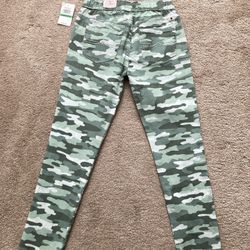 Brand New With Tags Lucky Brand Girls Cammo Green Bay Pants Size 12-14