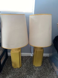 Pair of Yellow Ceramic Table Lamps