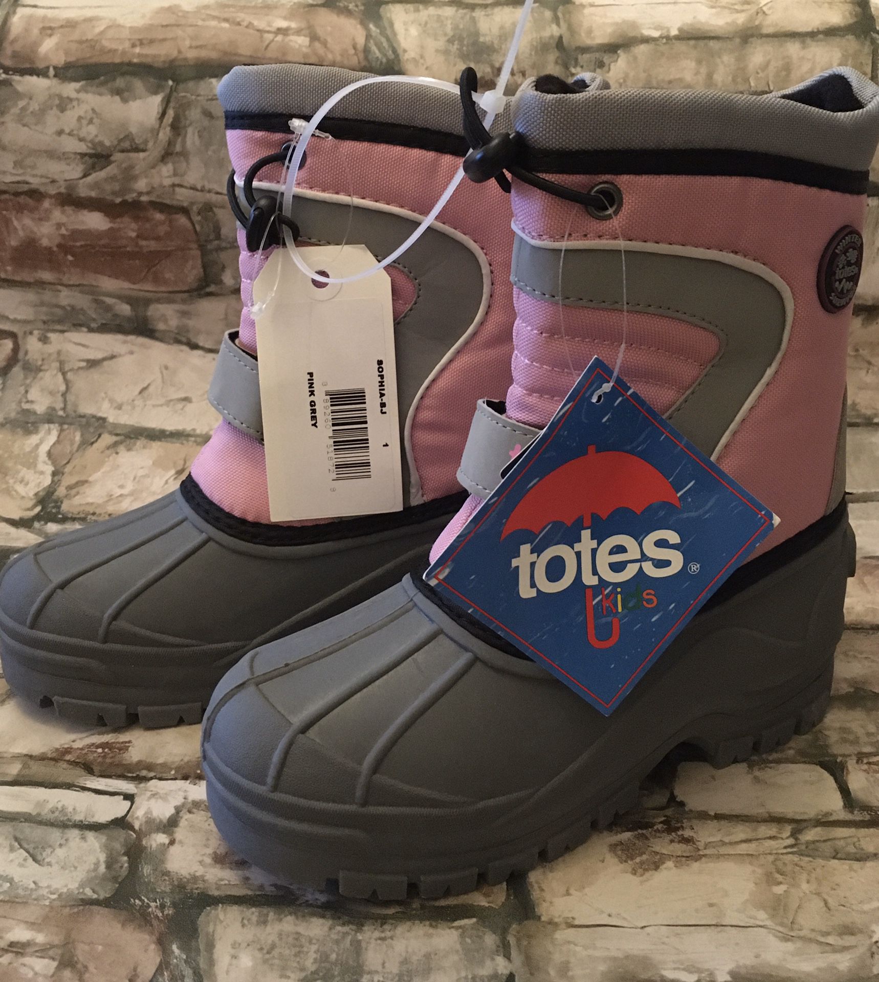 Girls Totes Winter Survivor Rain Snow Removable Lining Boots Sz 1