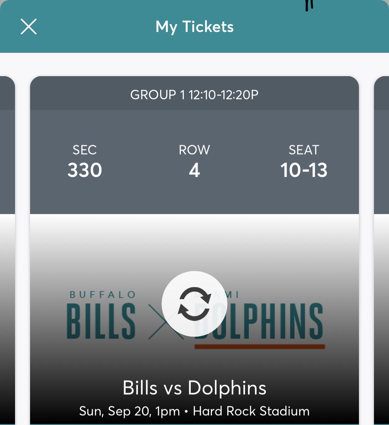 Miami Dolphins vs Buffalo Bills 9-20-20 4 seats