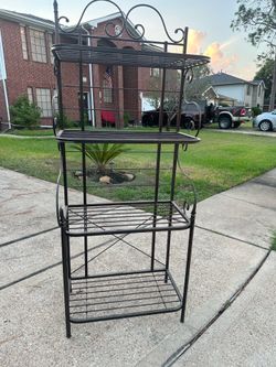 75” 4 SHELVE WROUGHT IRON BAKERS RACK MUST GO…..BROWN